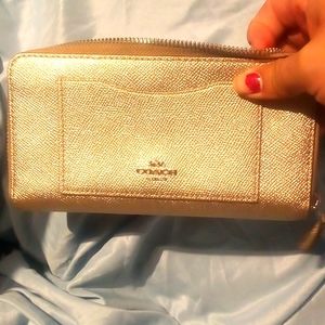 Coach metallic golden wallet